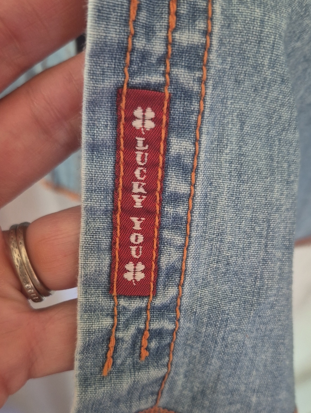 Lucky Brand RARE Dungarees Denim western shirt snap buttons jeans - Picture 12 of 14